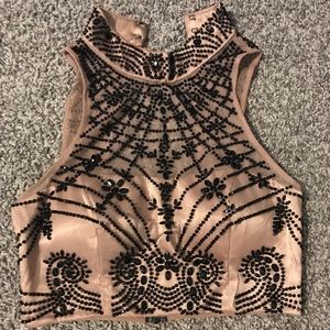 Formal Beaded crop top mesh